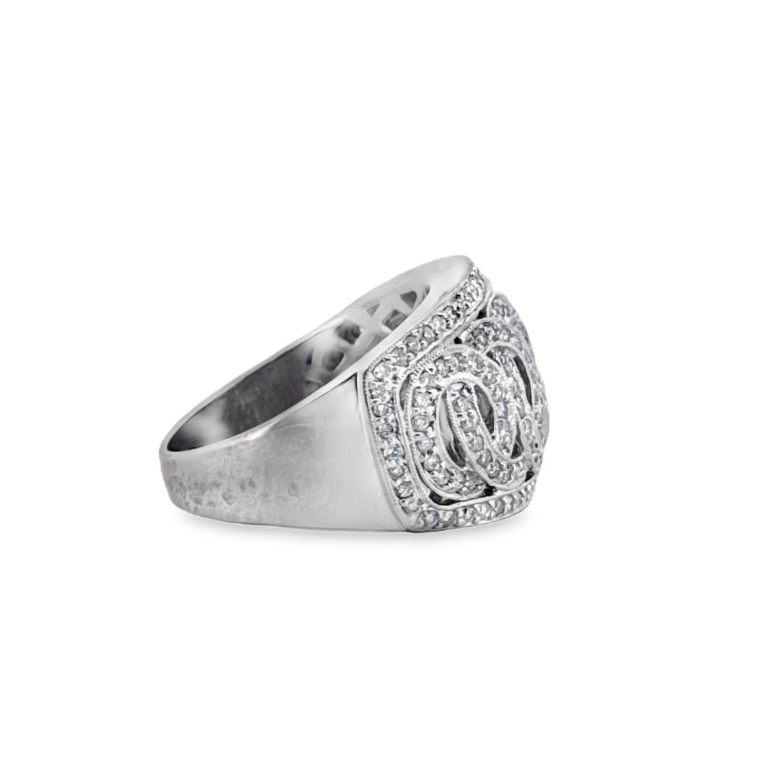 0.60 CTW Diamond Wide Dome Ring in 18K White Gold