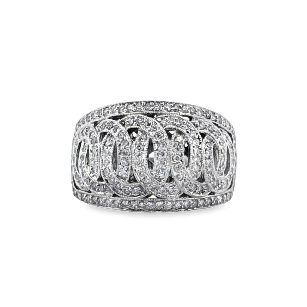 0.60 CTW Diamond Wide Dome Ring in 18K White Gold