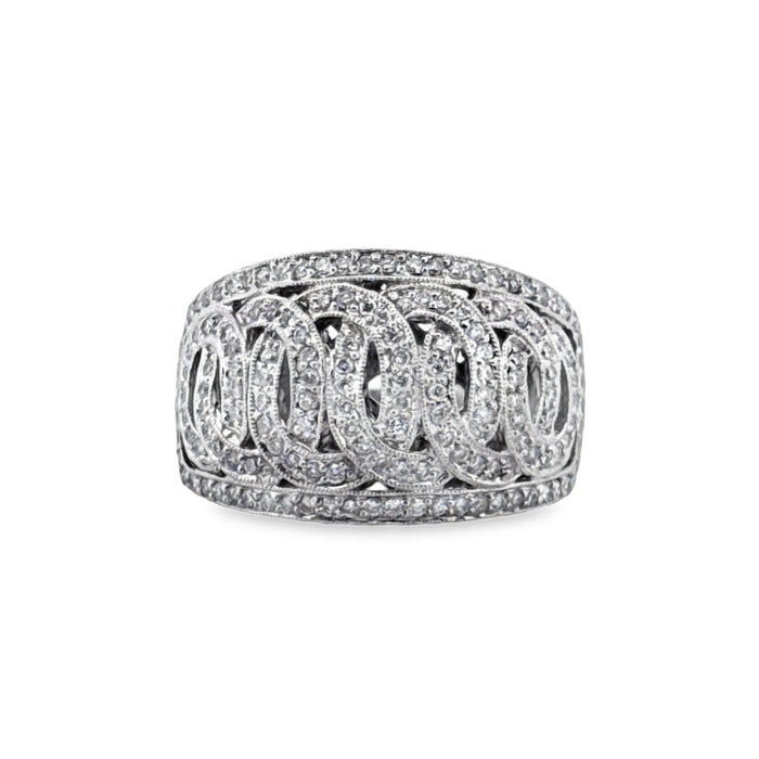 0.60 CTW Diamond Wide Dome Ring in 18K White Gold