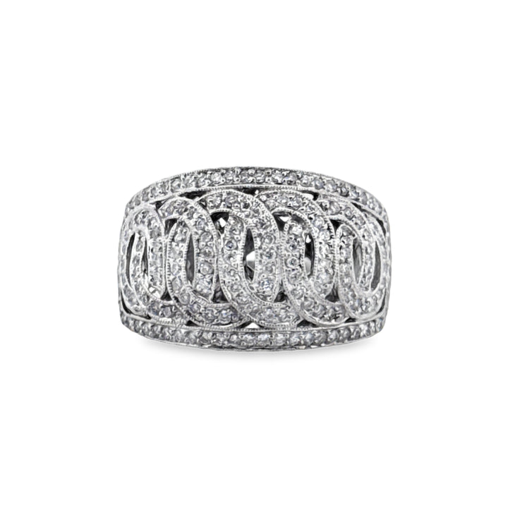 0.60 CTW Diamond Wide Dome Ring in 18K White Gold