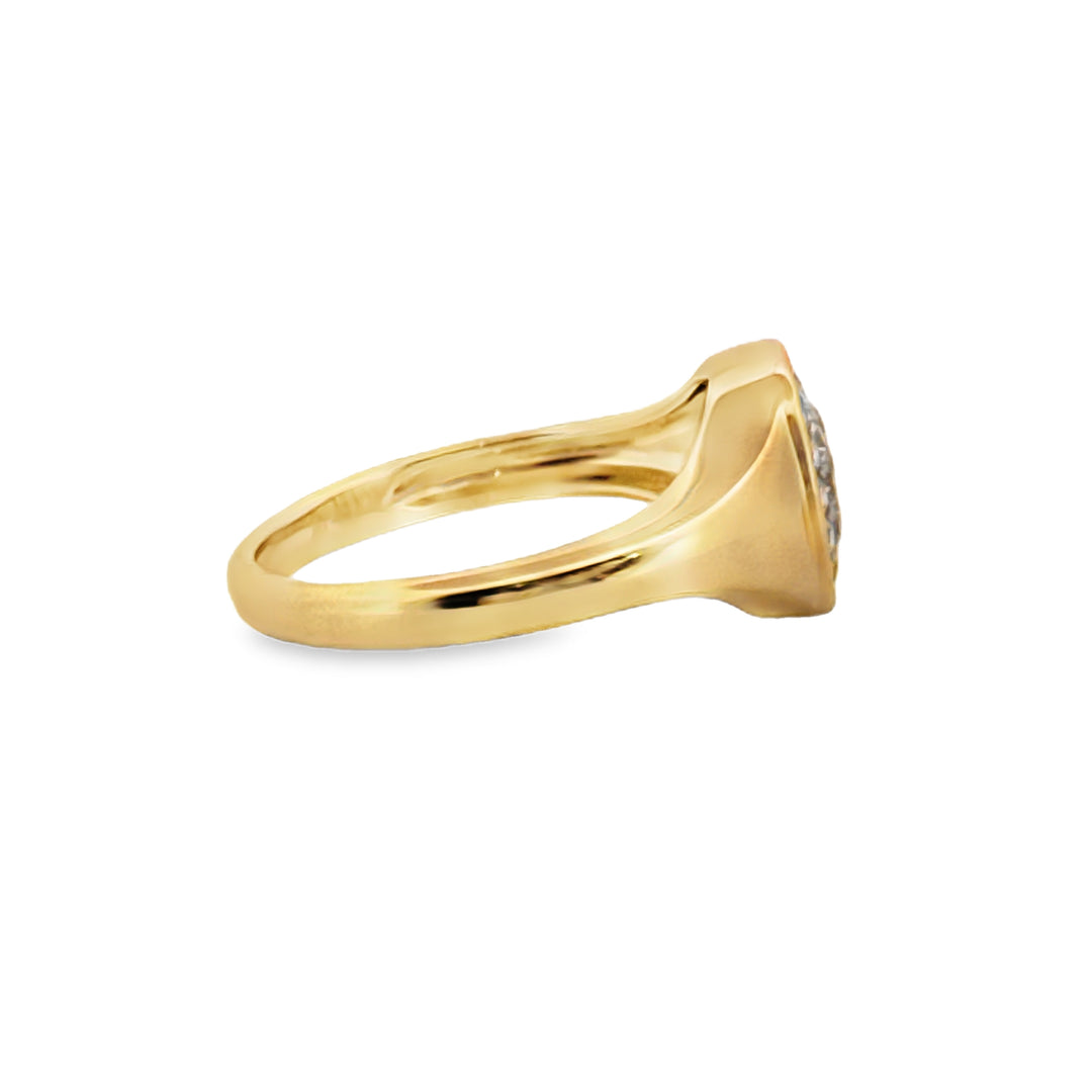 Doves 0.35 CTW Diamond 18K Yellow Gold Pave Cushion Ring