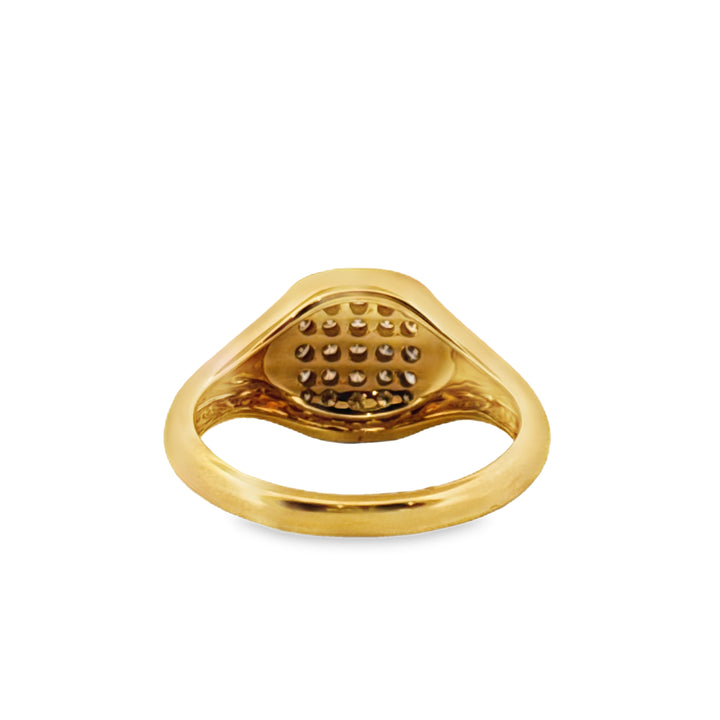 Doves 0.35 CTW Diamond 18K Yellow Gold Pave Cushion Ring