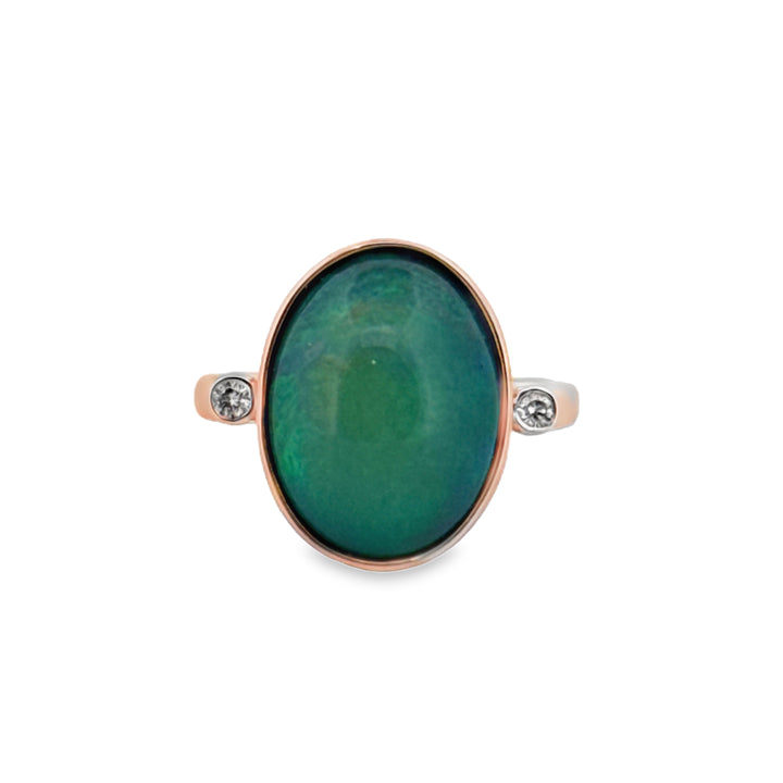 3.70 CT Ethiopian Opal & 0.06 CTW Diamond 14K Rose Gold Oval Ring