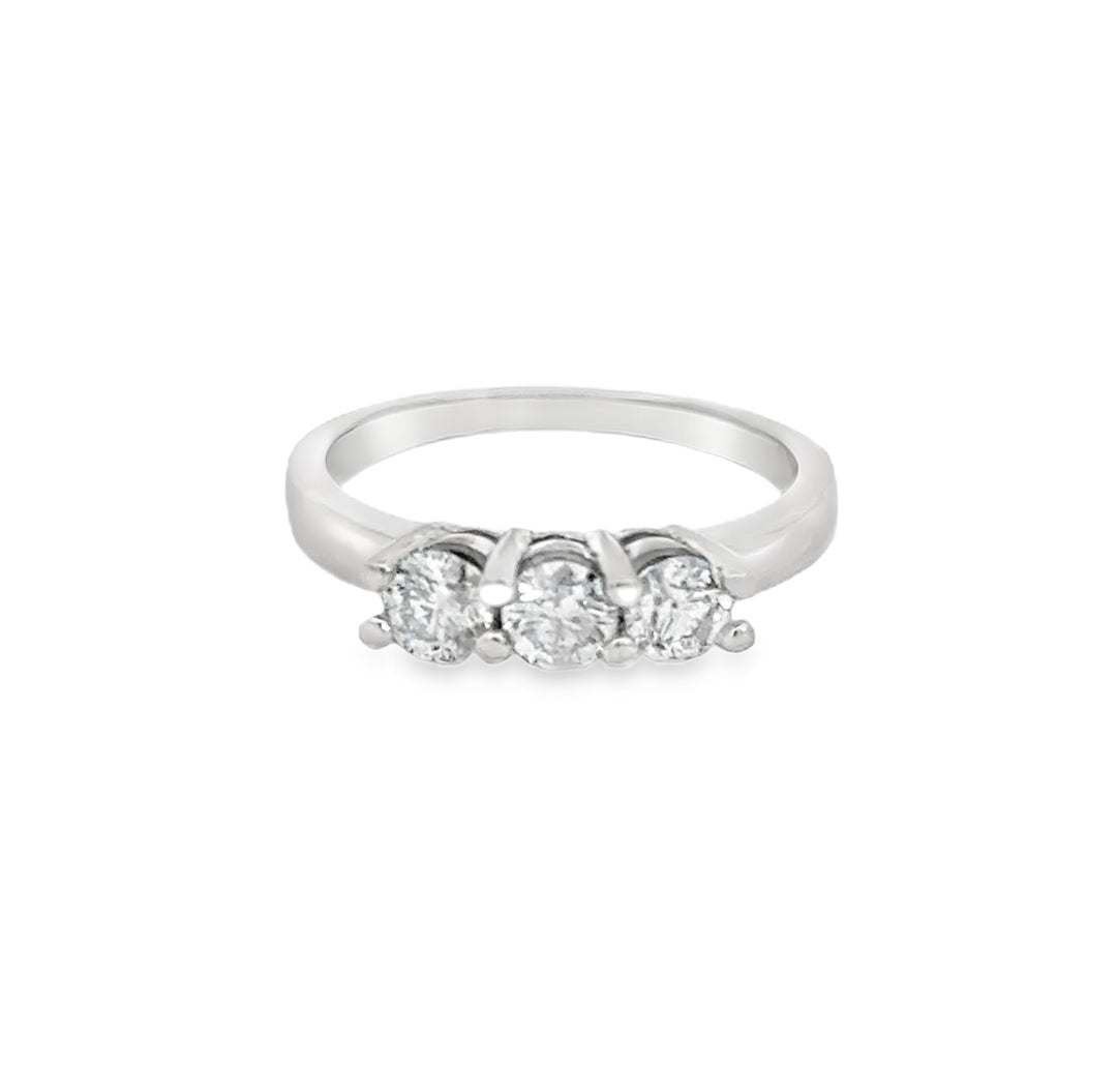 0.75 CTW Diamond Three-Stone 14K White Gold Ring