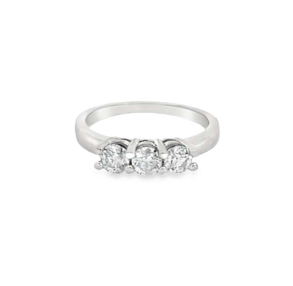 0.75 CTW Diamond Three-Stone 14K White Gold Ring