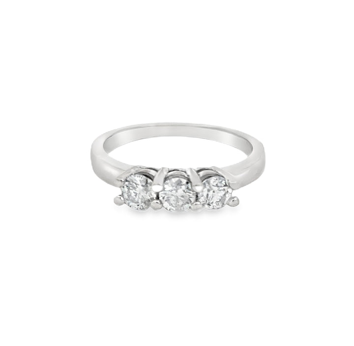 0.75 CTW Diamond Three-Stone 14K White Gold Ring