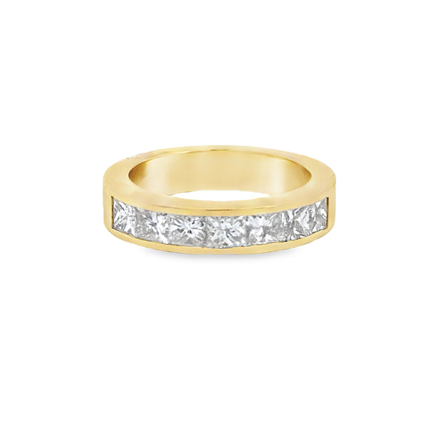 1.53 CTW Princess Cut Diamond Band – 18K Yellow Gold, 4.5mm
