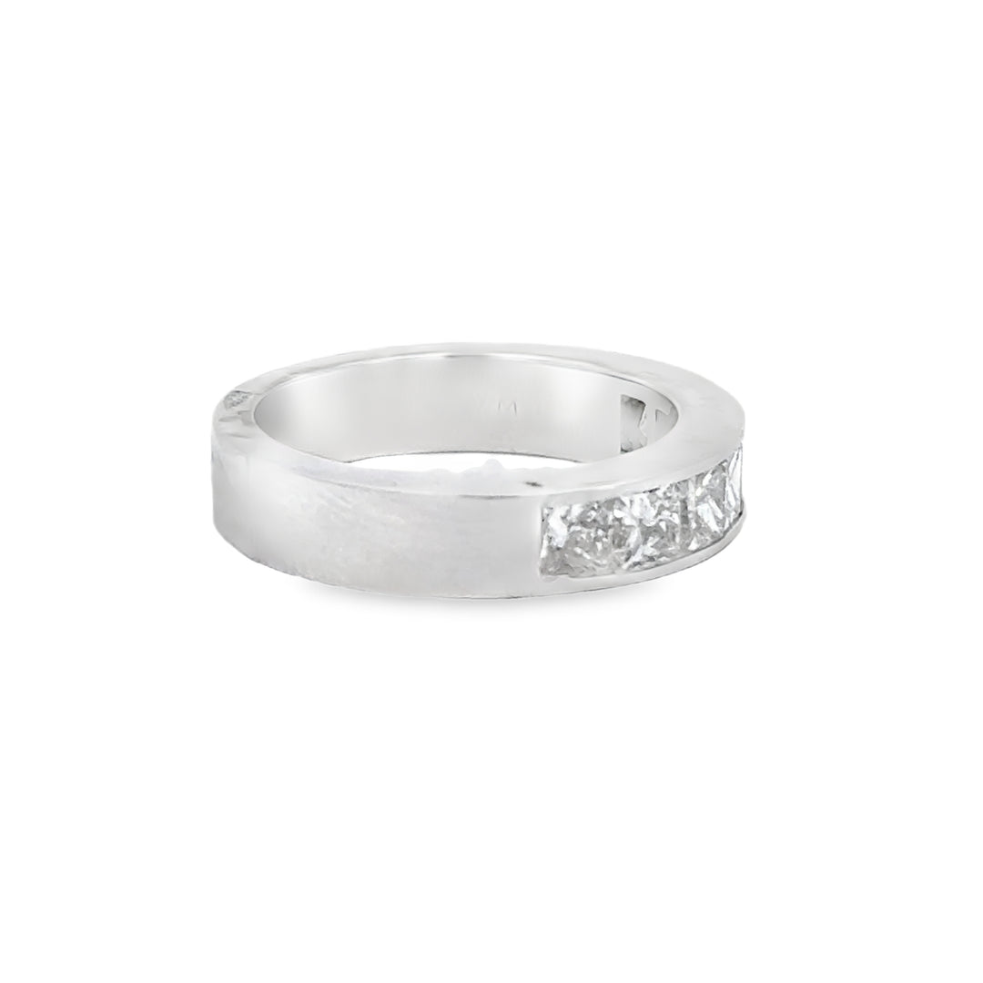 1.42 CTW Princess Cut Diamond 18K White Gold Channel Set Ring