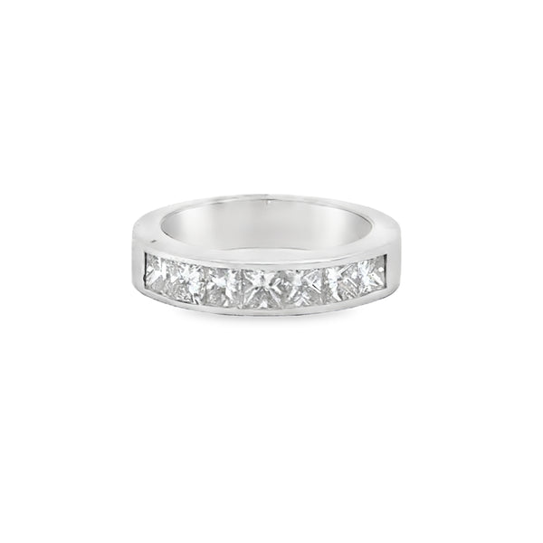 1.42 CTW Princess Cut Diamond 18K White Gold Channel Set Ring