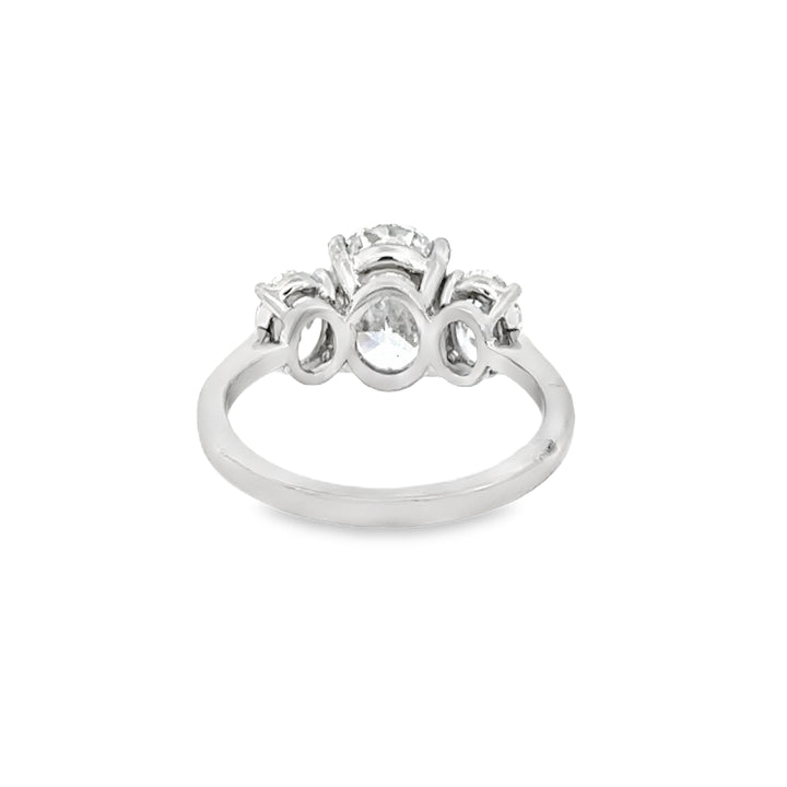 3.14 CTW Diamond Platinum Three-Stone Oval Engagement Ring