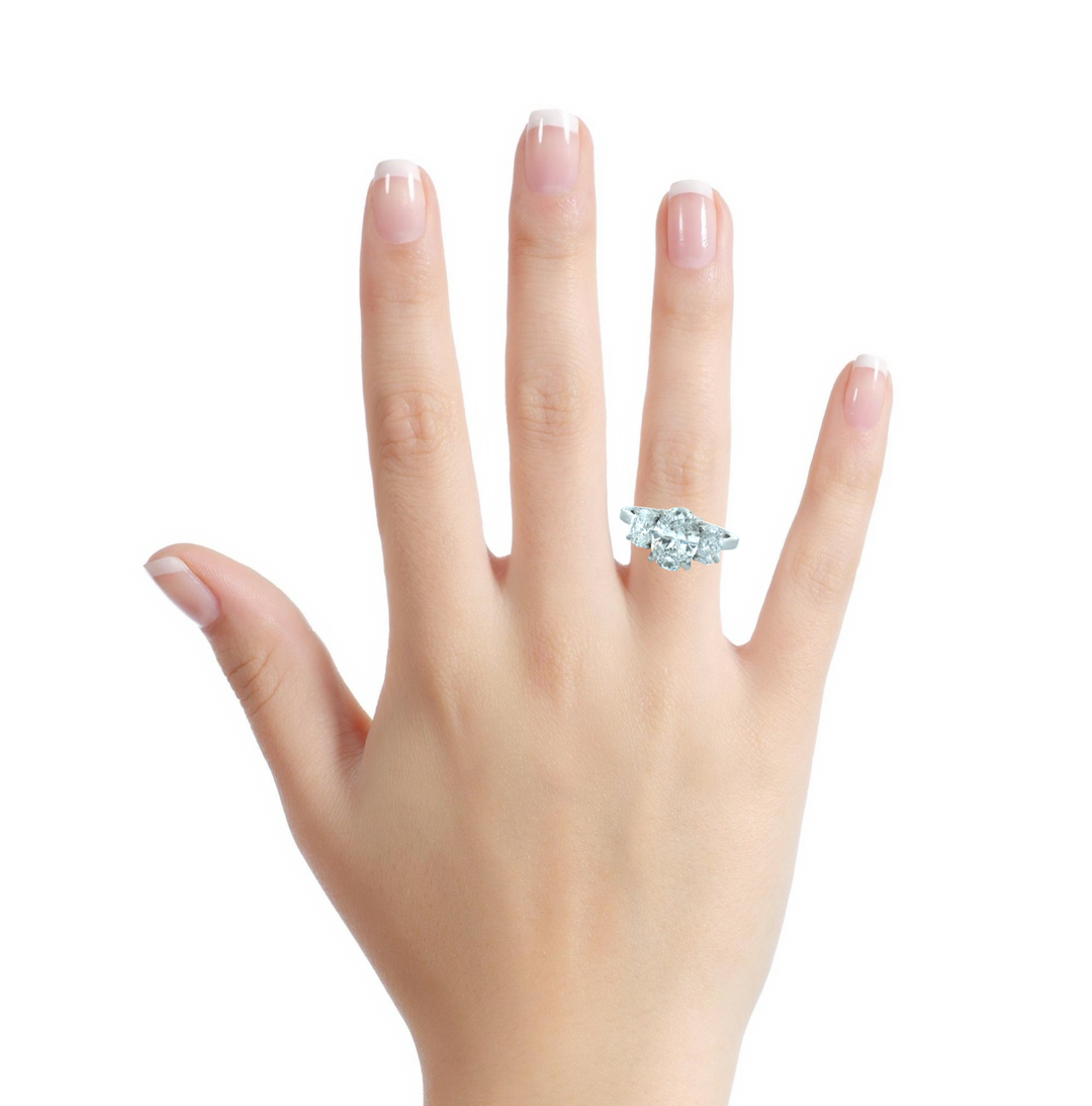 3.14 CTW Diamond Platinum Three-Stone Oval Engagement Ring