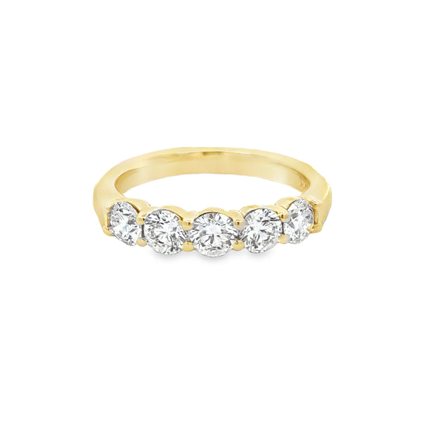 1.22 CTW Diamond 5-Stone Ring in 14K Yellow Gold – Size 6.5