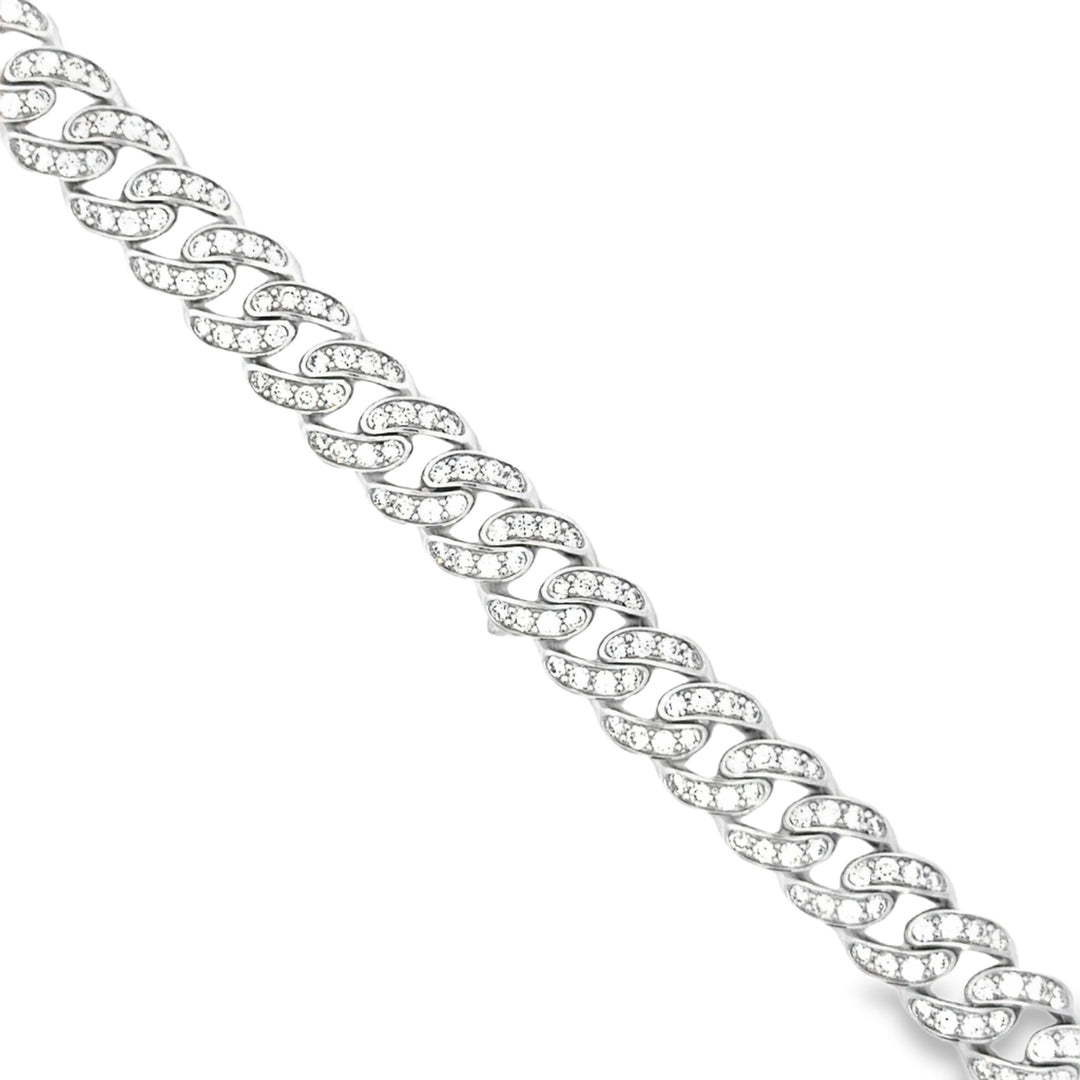 4.64 CTW Diamond Cuban Chain Men's Bracelet in 14K White Gold