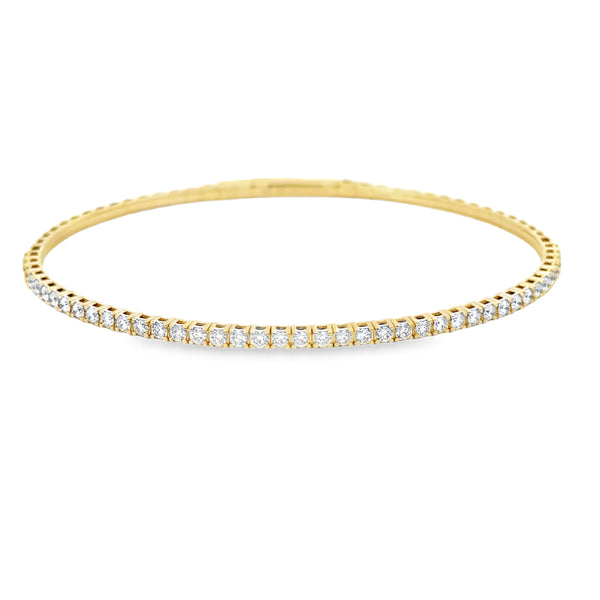1.00 CTW Diamond 14K Yellow Gold Flexible Line Bangle Bracelet