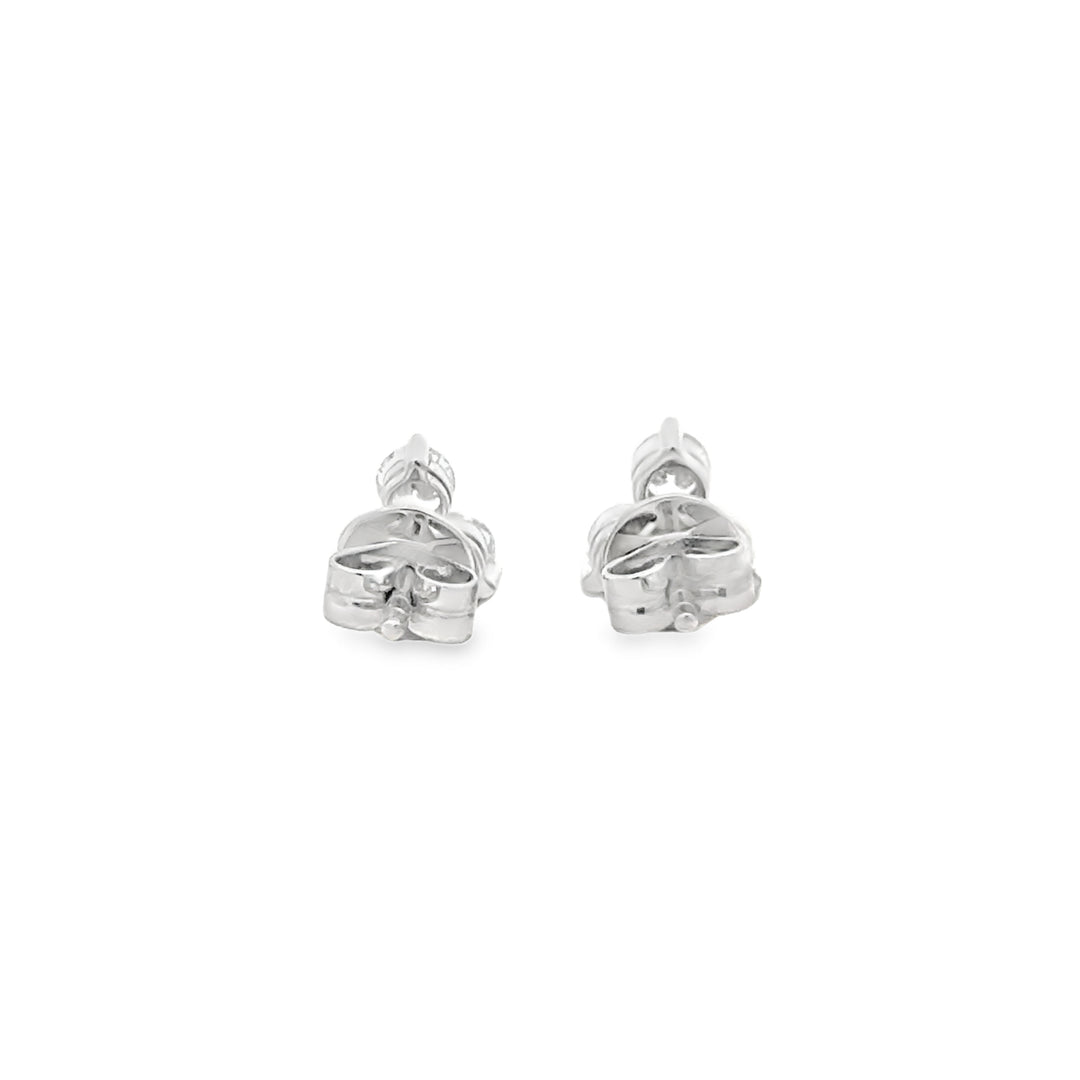 0.72 CTW Three-Stone Diamond Stud Earrings 18K White Gold