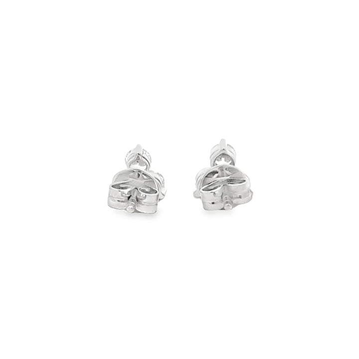 0.72 CTW Three-Stone Diamond Stud Earrings 18K White Gold