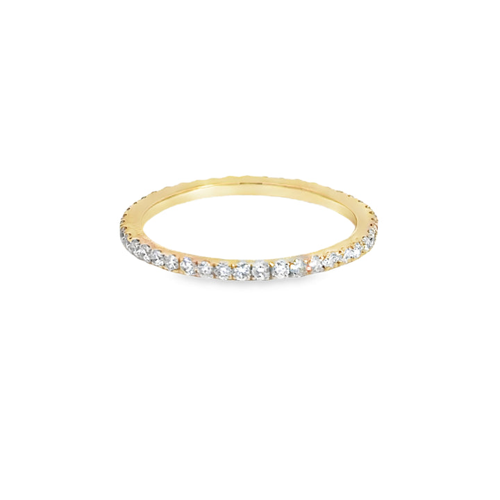 0.46 CTW Diamond 18K Yellow Gold Thin Stackable Eternity Band Ring
