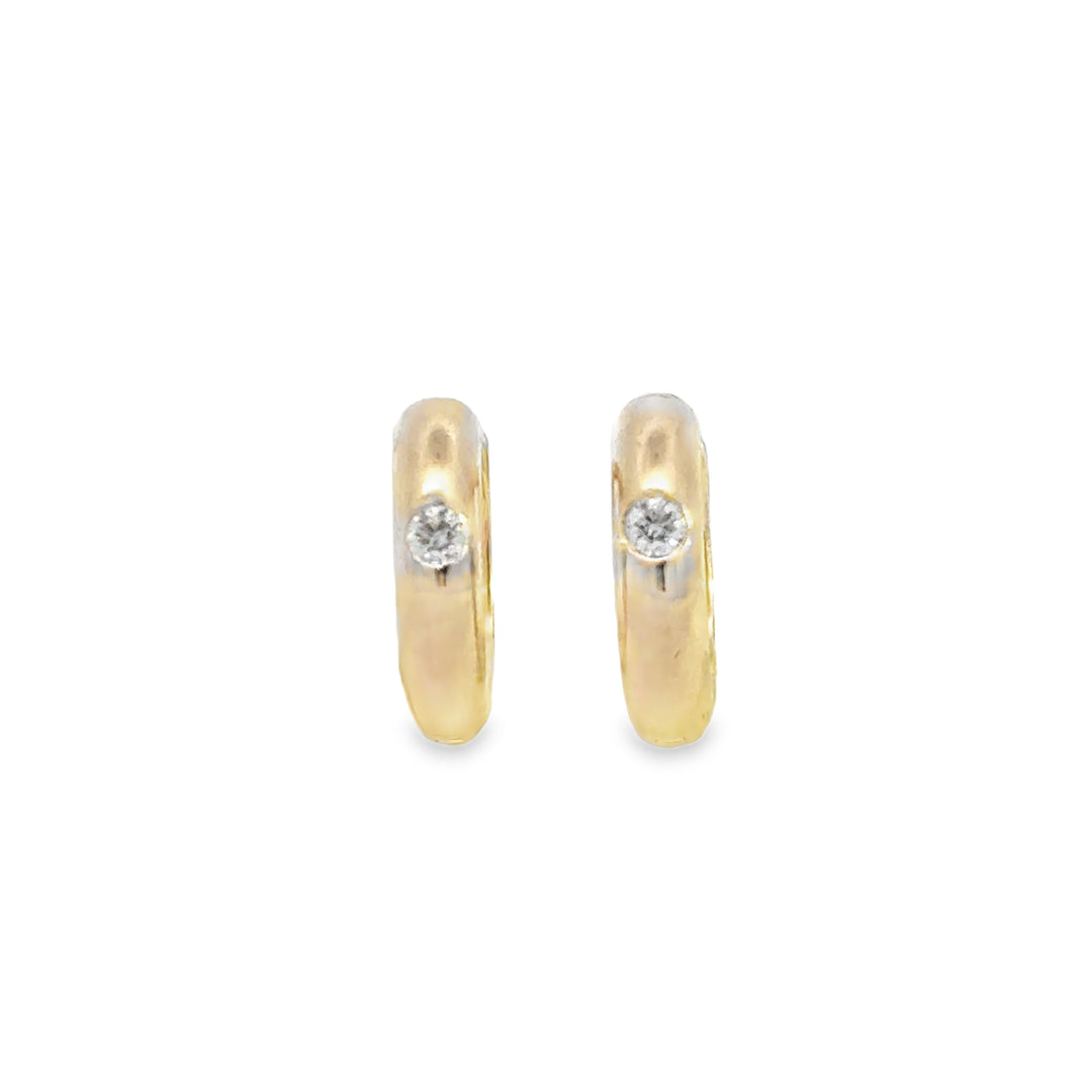 0.060 CTW Diamond Mini Hoop Earrings in 14K Yellow Gold – 13mm x 3mm