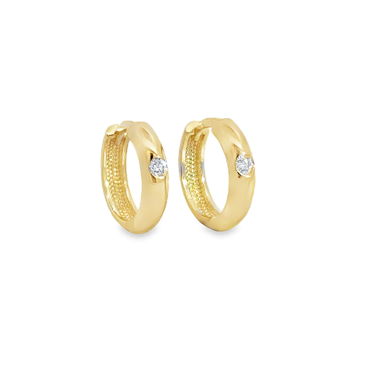 0.060 CTW Diamond Mini Hoop Earrings in 14K Yellow Gold – 13mm x 3mm