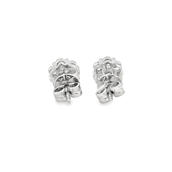 0.71 CTW Diamond Floral Stud Earrings – 18K White Gold, 7mm