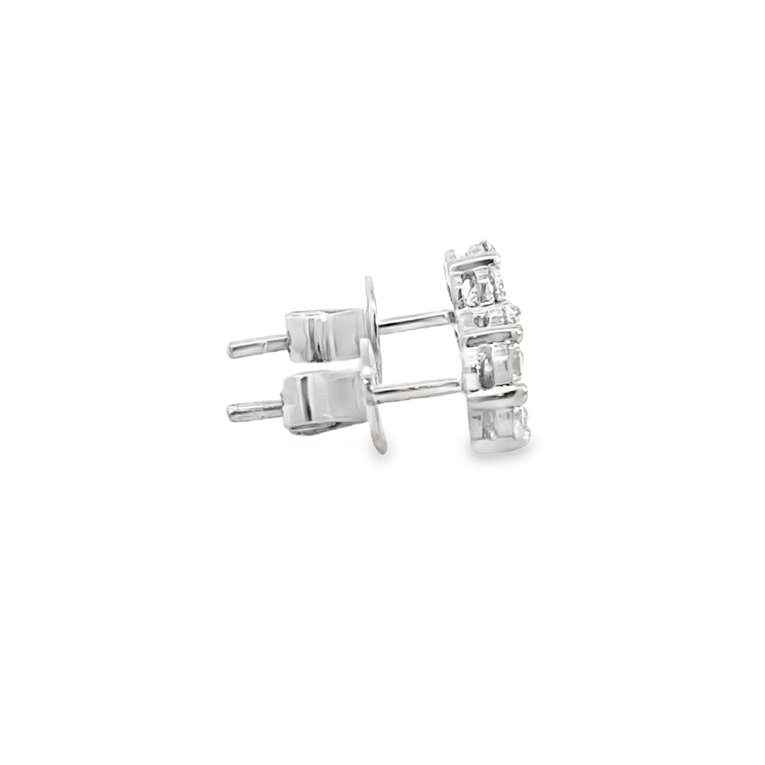 0.71 CTW Diamond Floral Stud Earrings – 18K White Gold, 7mm