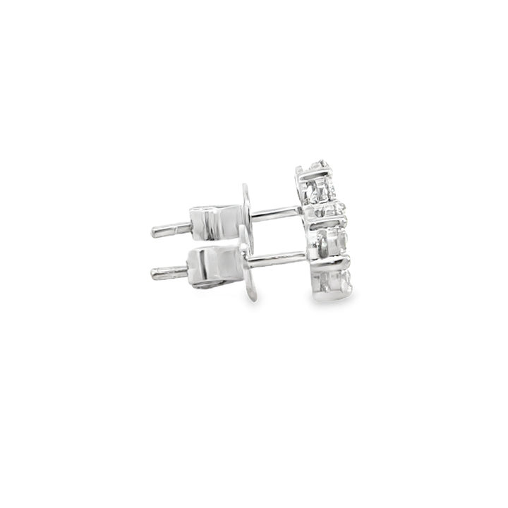 0.71 CTW Diamond Floral Stud Earrings – 18K White Gold, 7mm