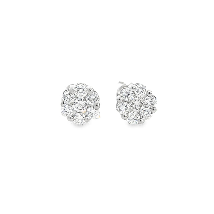 0.71 CTW Diamond Floral Stud Earrings – 18K White Gold, 7mm