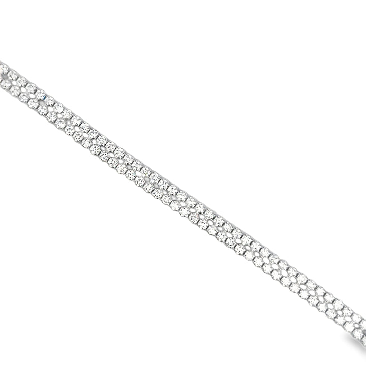 3.70 CTW Diamond Double Mini Tennis Bracelet – 18K White Gold, 7"