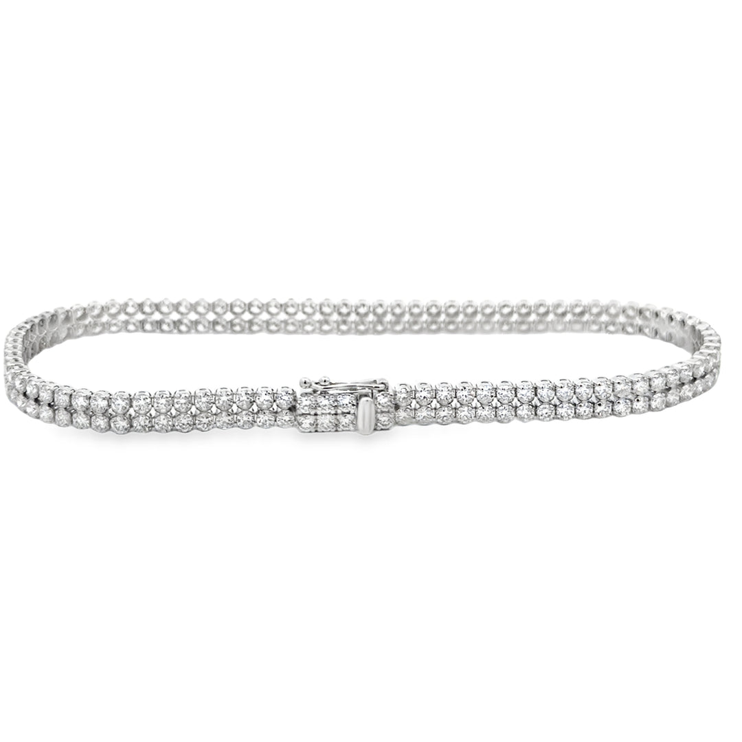 3.70 CTW Diamond Double Mini Tennis Bracelet – 18K White Gold, 7"