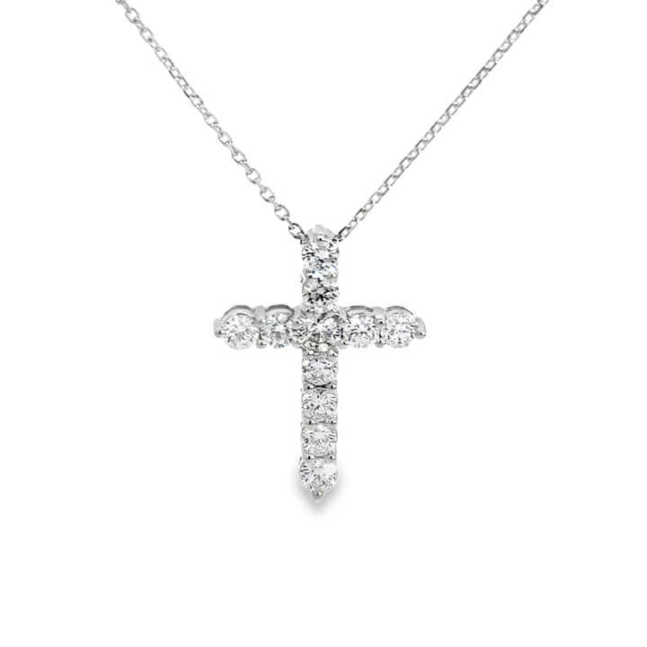 1.04 CTW Diamond Large Cross Pendant Necklace – 18K White Gold, 18"