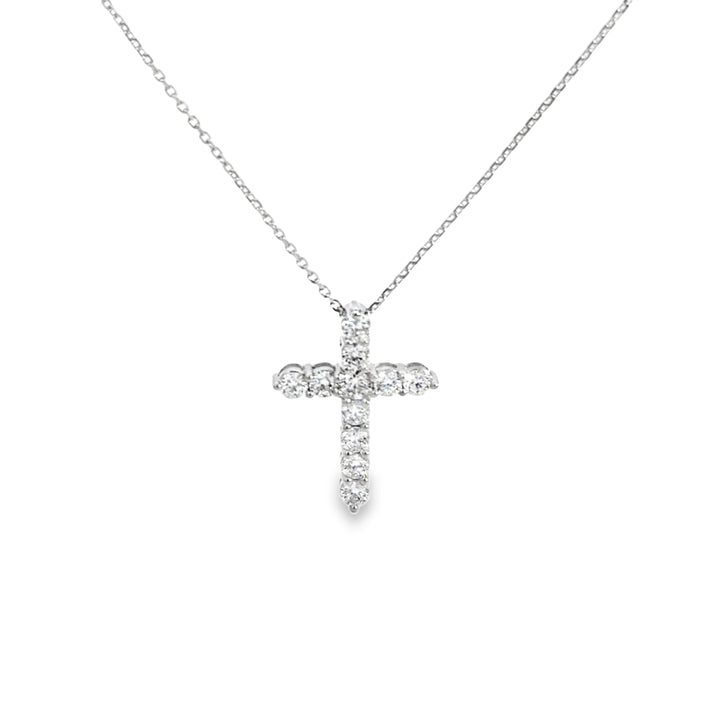 1.04 CTW Diamond Large Cross Pendant Necklace – 18K White Gold, 18"