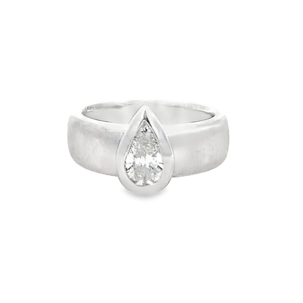 Stuart Moore 0.80 CT Pear Shape Diamond Platinum Ring