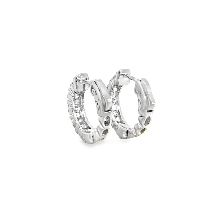 1.60 CTW Diamond 14K White Gold Hoop Earrings