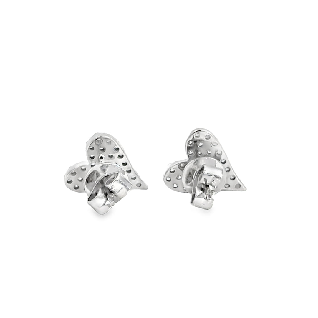 0.61 CTW Diamond Pavé Heart Stud Earrings in 14K White Gold
