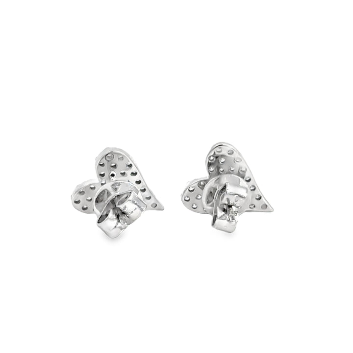 0.61 CTW Diamond Pavé Heart Stud Earrings in 14K White Gold
