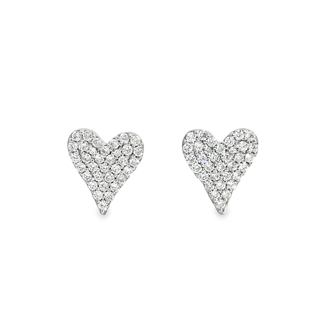 0.61 CTW Diamond Pavé Heart Stud Earrings in 14K White Gold