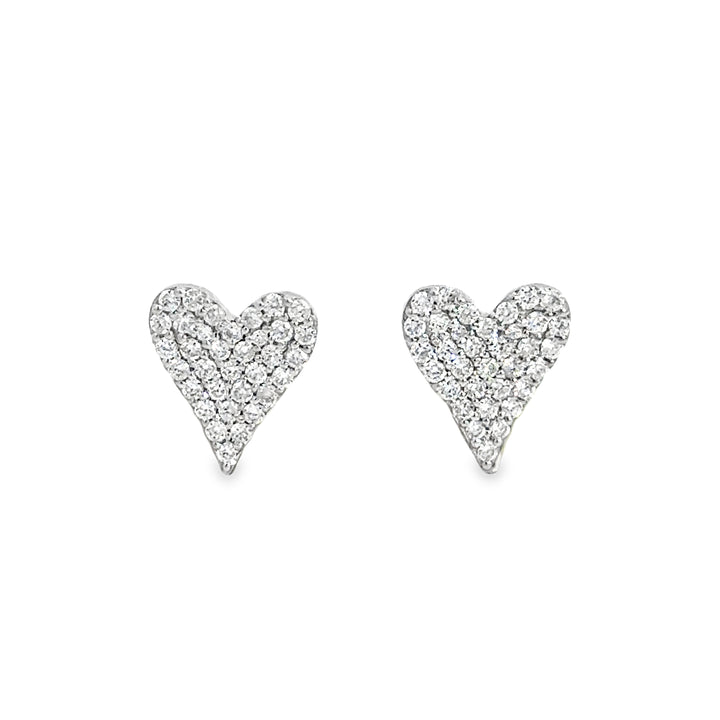 0.61 CTW Diamond Pavé Heart Stud Earrings in 14K White Gold