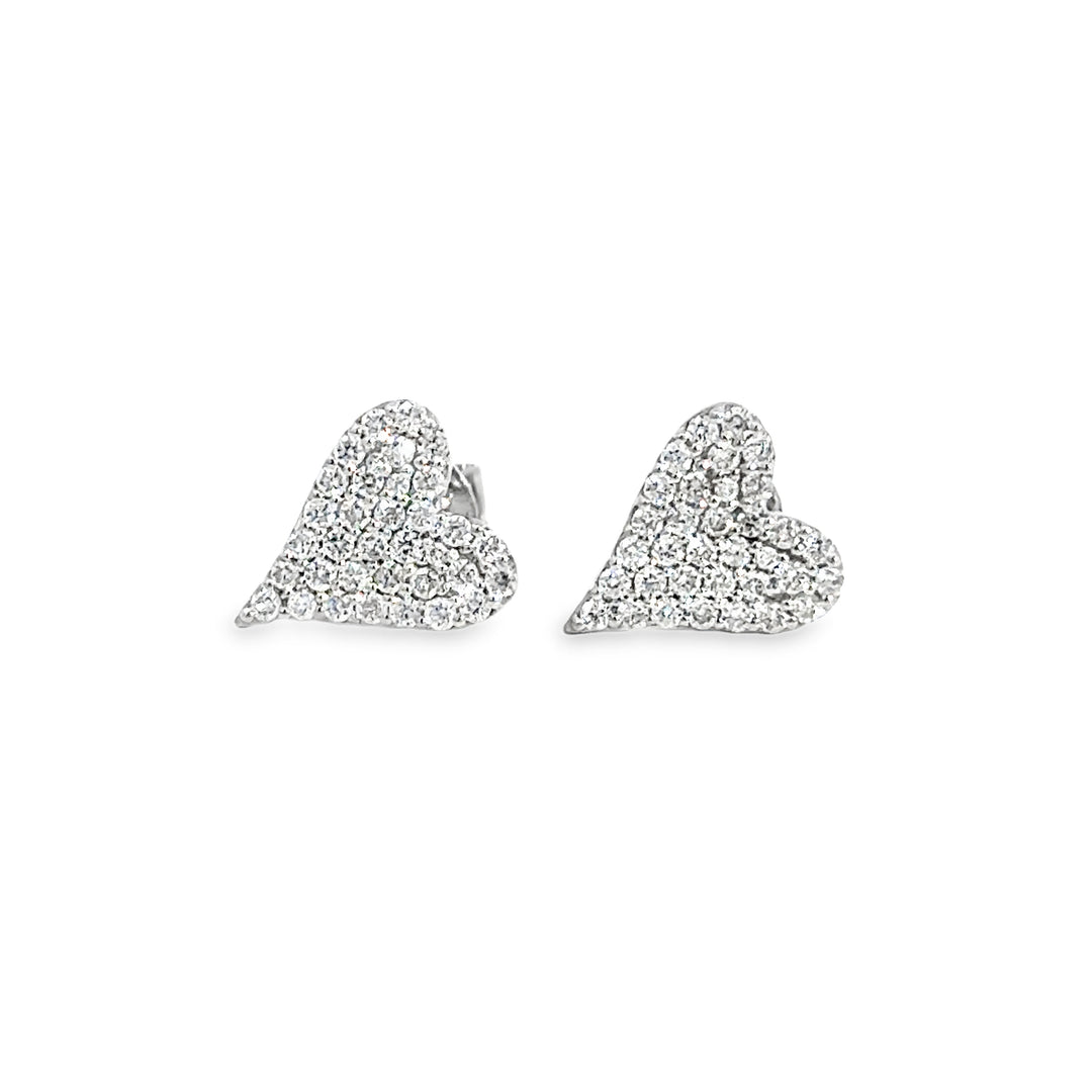 0.61 CTW Diamond Pavé Heart Stud Earrings in 14K White Gold