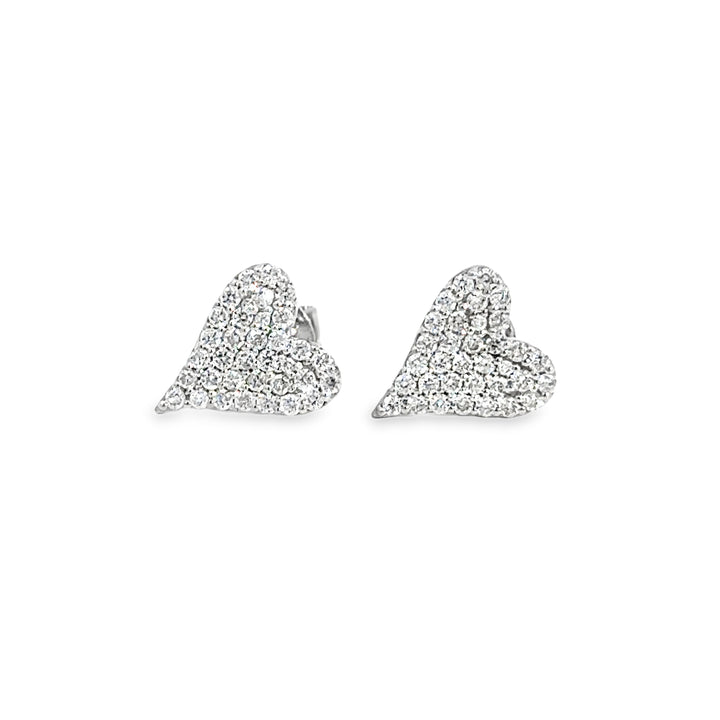 0.61 CTW Diamond Pavé Heart Stud Earrings in 14K White Gold