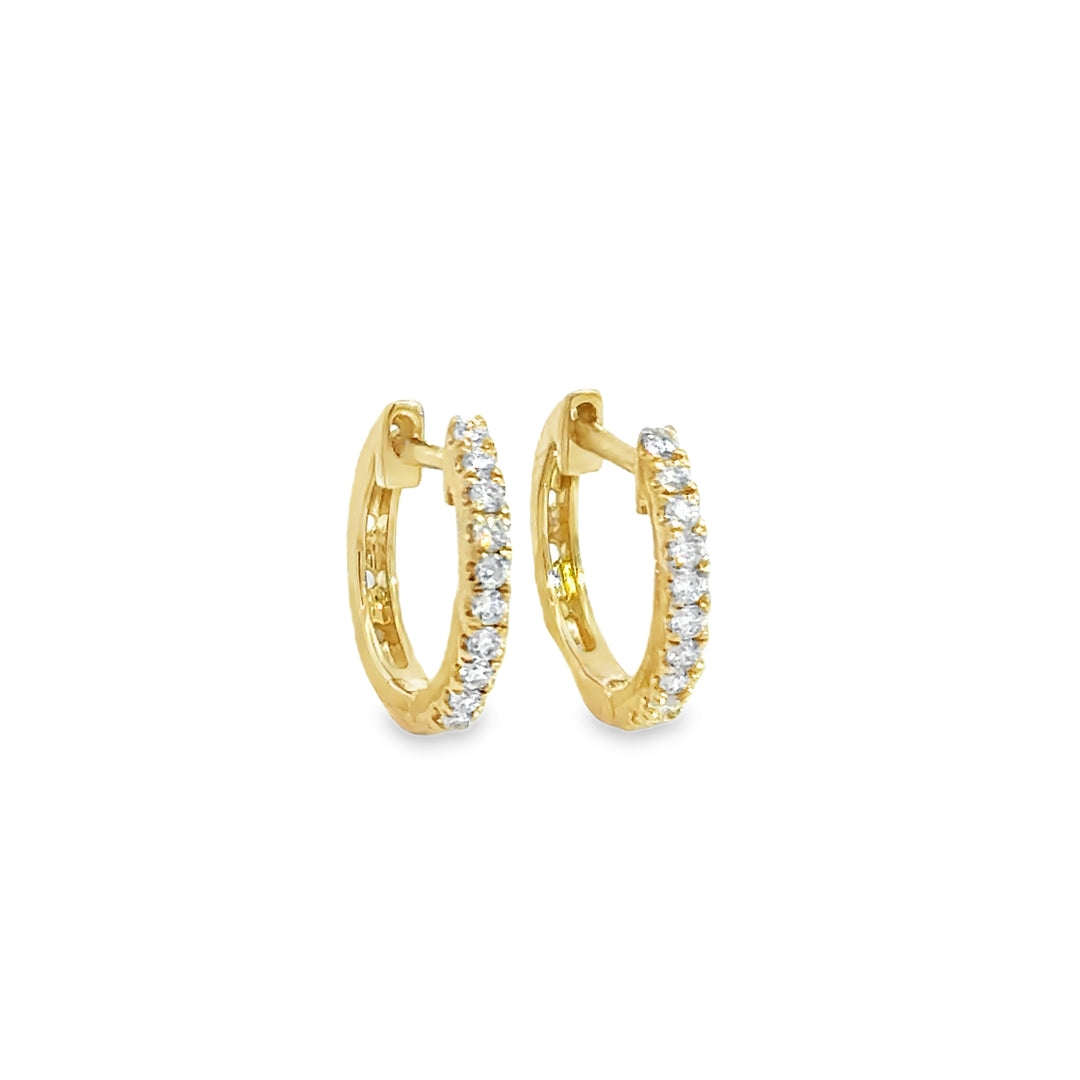 0.19 CTW Diamond Prong Set Huggie Earrings in 14K Yellow Gold