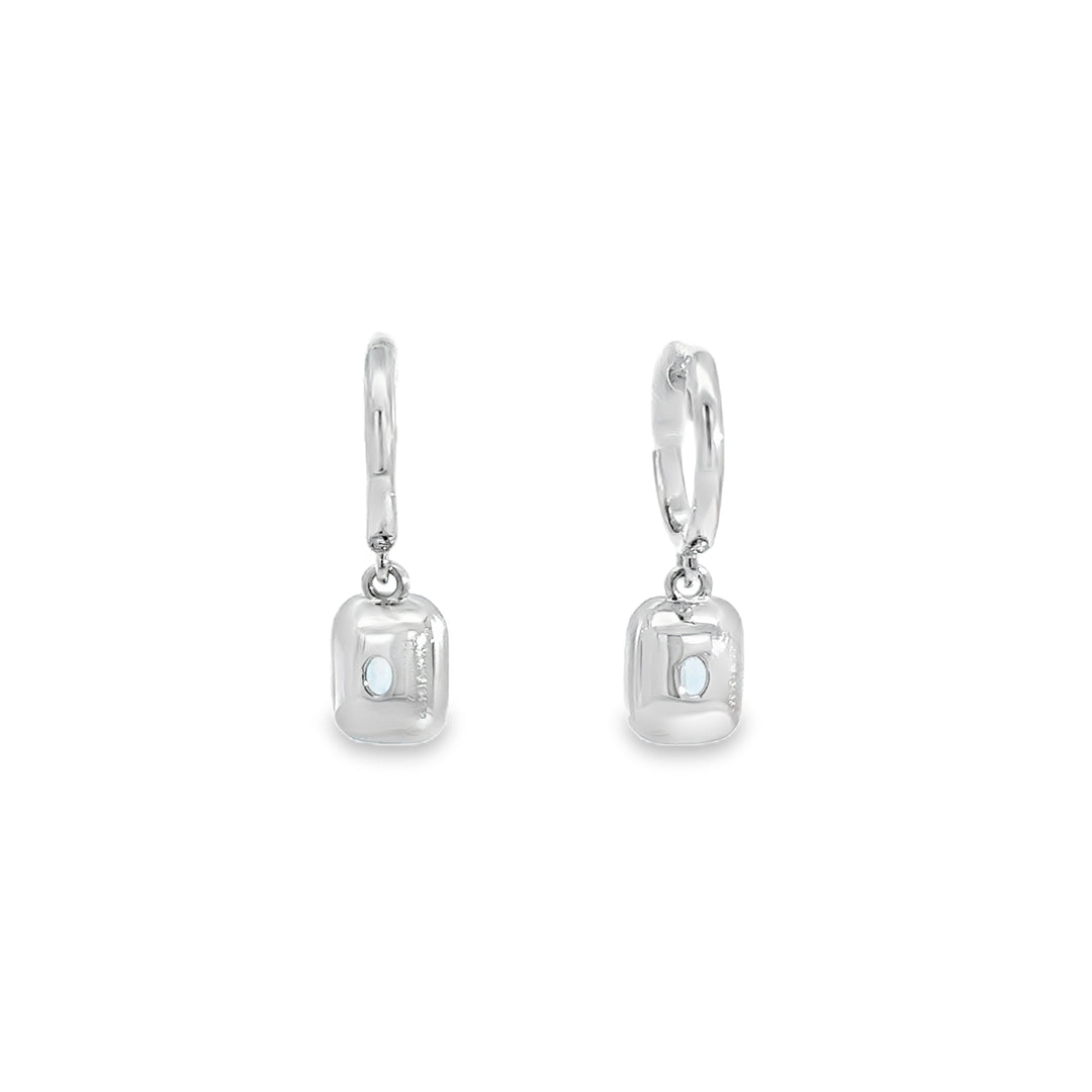 1.2 CTW Blue Topaz & 0.13 CTW Diamond Bezel Set Drop Earrings in 14K White Gold