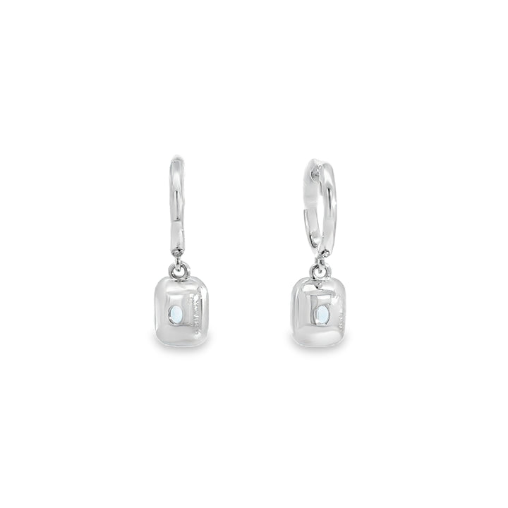 1.2 CTW Blue Topaz & 0.13 CTW Diamond Bezel Set Drop Earrings in 14K White Gold