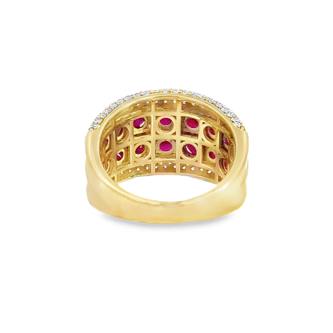 1.04 CTW Diamond &amp; 1.28 CTW Ruby Wide Band Ring in 14K Yellow Gold