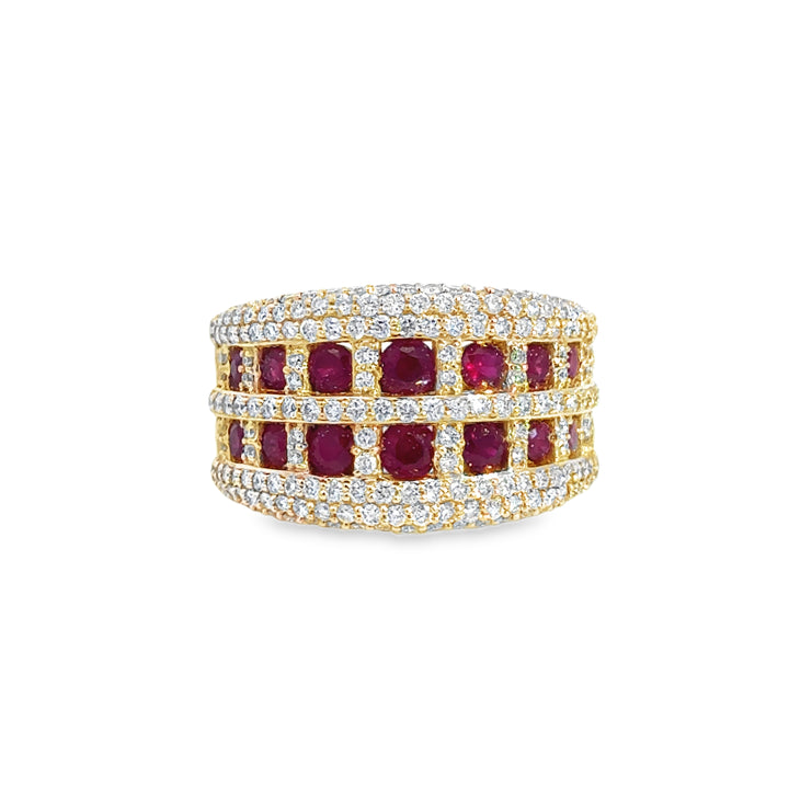1.04 CTW Diamond &amp; 1.28 CTW Ruby Wide Band Ring in 14K Yellow Gold