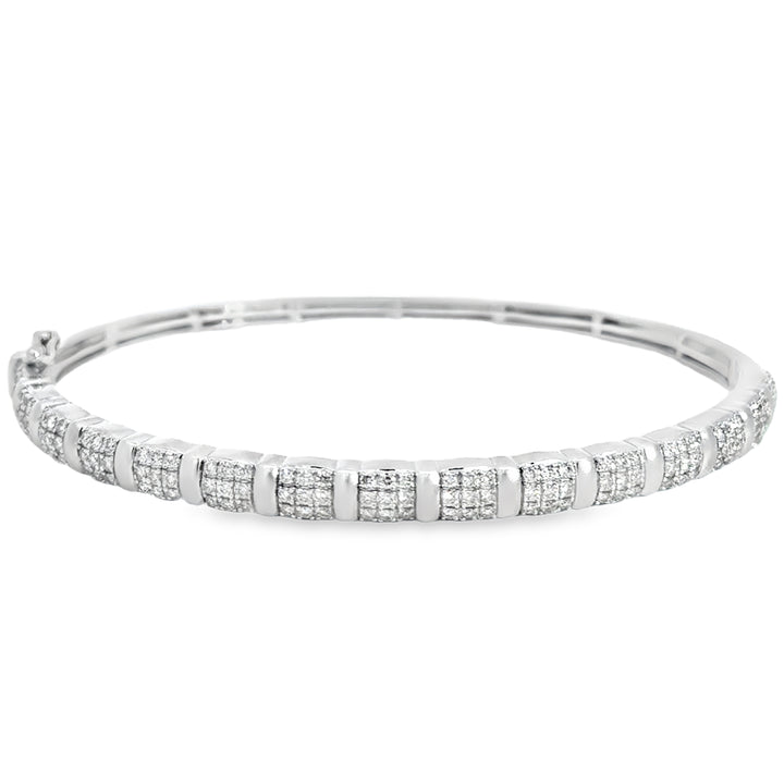 1.00 CTW Fancy Diamond Bangle Bracelet in 14K White Gold