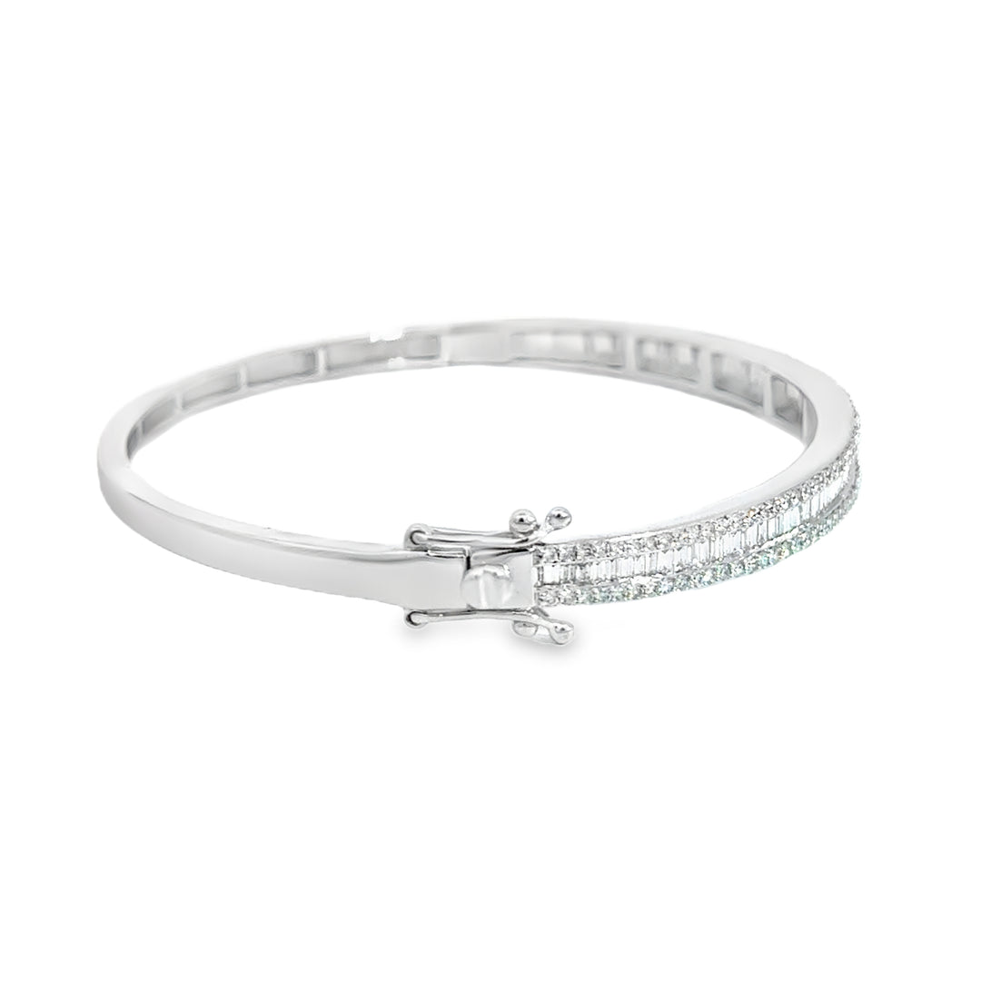 1.75 CTW Baguette and Round Diamond Bracelet in 14K White Gold