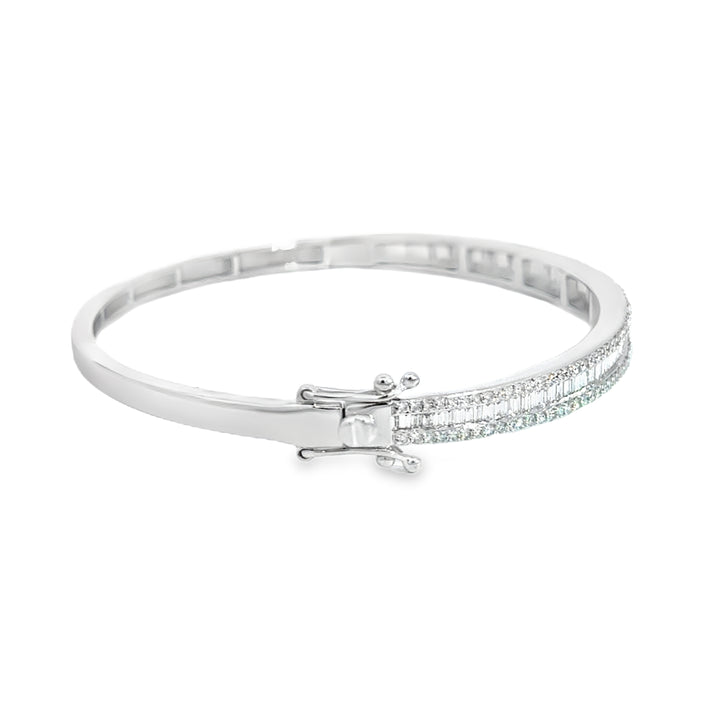 1.75 CTW Baguette and Round Diamond Bracelet in 14K White Gold