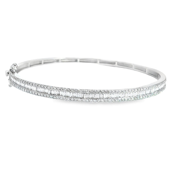 1.75 CTW Baguette and Round Diamond Bracelet in 14K White Gold