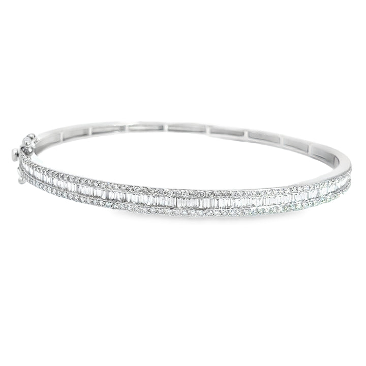 1.75 CTW Baguette and Round Diamond Bracelet in 14K White Gold