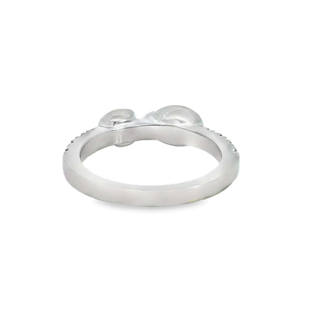 0.06 CTW Diamond Heart & Enamel Ladybug Ring in 18K White Gold with Pink Sapphires